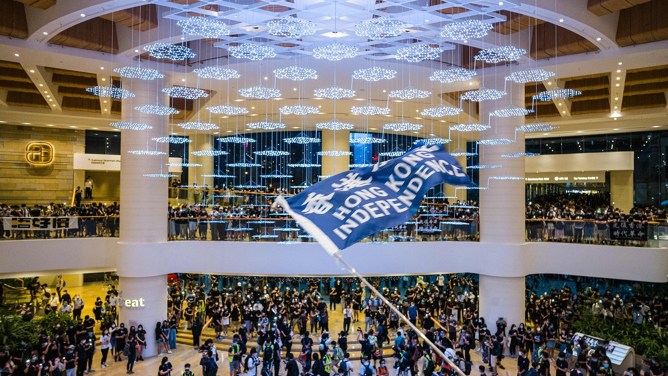 Protesters demand independence at a rally in a shopping mall in Hong Kong on June 15. AFP VIA GETTY IMAGES